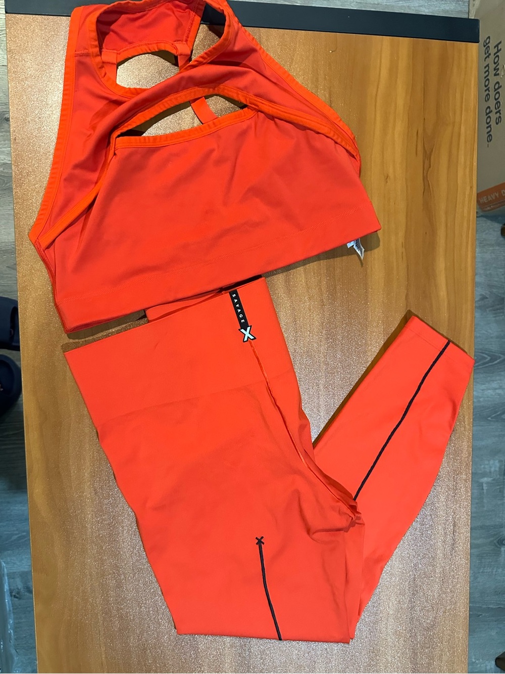 Savage X Fenty 3X Coral Orange 2-Piece Legging Set Sports Bra Activewear